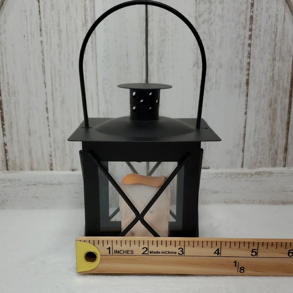Black Metal Lantern With Candle